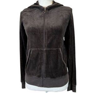 Juicy Couture vintage Y2K Brown Velour Zipper Hoodie Size XL Style# 10162